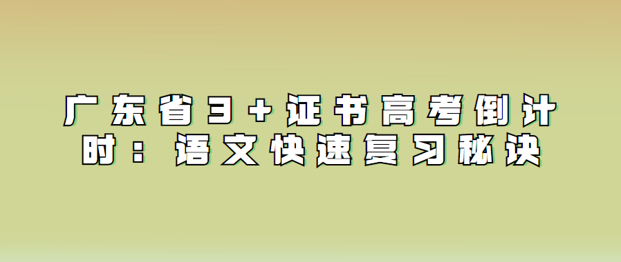 广东省3+证书高考倒计时：语文快速复习秘诀