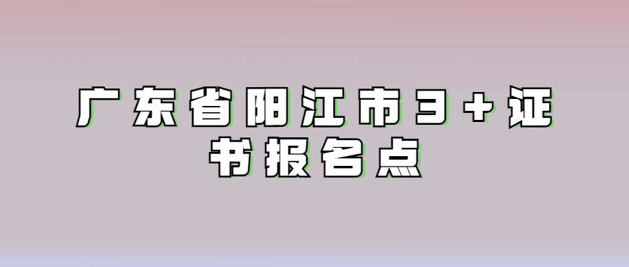 广东省阳江市3+证书报名点