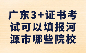 广东3+证书考试可以填报河源市哪些院校