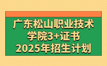 2025年广东松山职业技术学院3+证书(高职高考)招生计划