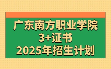 2025年广东南方职业学院3+证书(高职高考)招生计划